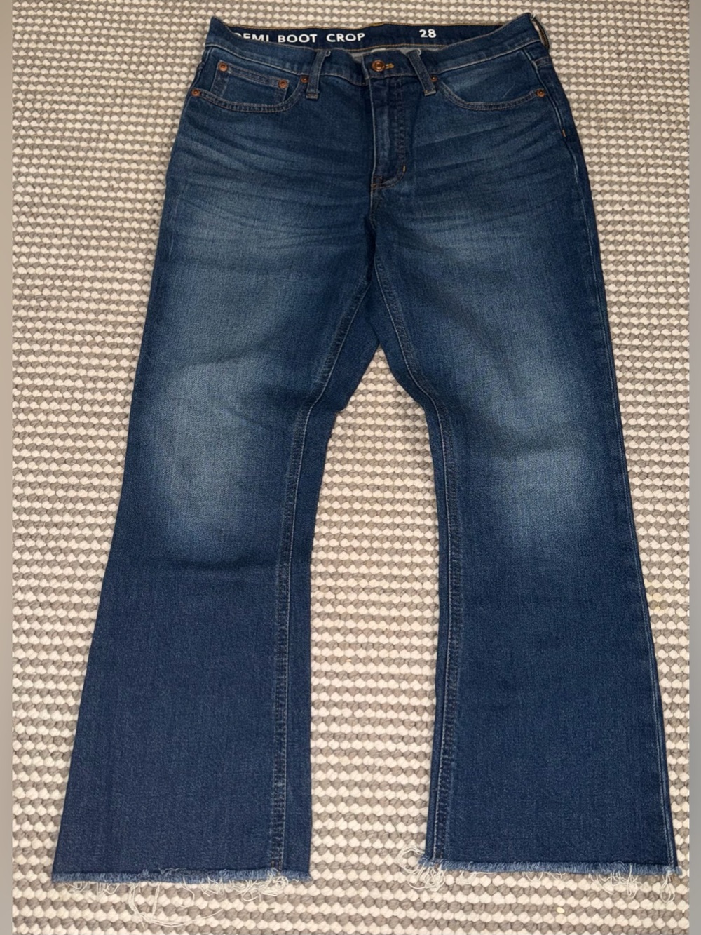 J.Crew Women Jeans Blue Demi Boot Crop Raw Hem Denim Minimalist Size 28